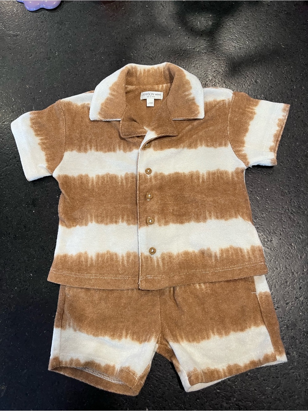 Kids Brown and White Tie-Dye Short Pajama Set